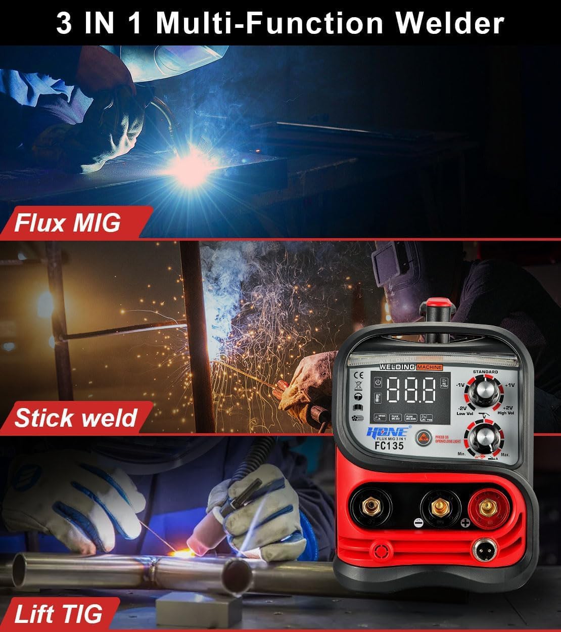 135Amp FC135 Akı Özlü MIG/Sopa - Tig Welder Machine incelemesi ve fiyatı