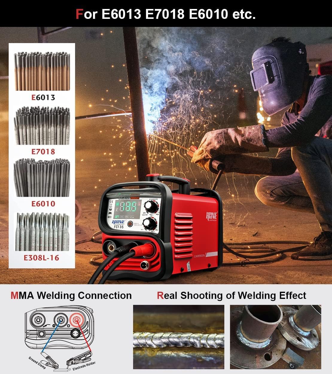 135Amp FC135 Akı Özlü MIG/Sopa - Tig Welder Machine incelemesi ve fiyatı
